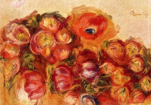 Study of flowers, Anemones and Tulips, Pierre August Renoir 1910; Olio su tela